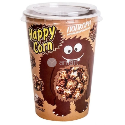 Попкорн Happy Corn вкус шоколада стакан 85г (1х9)