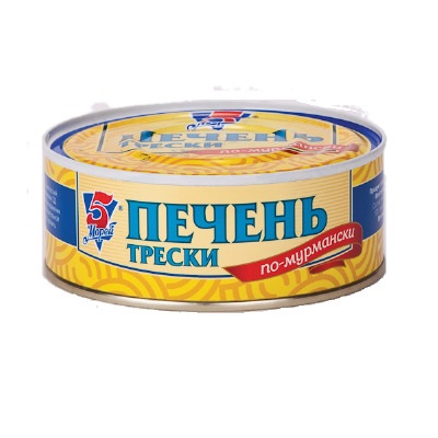 Консерва печень трески по мурмански 5 Морей