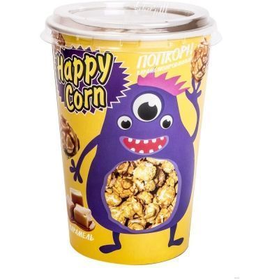 Попкорн Happy Corn вкус карамель стакан 85г (1х9)