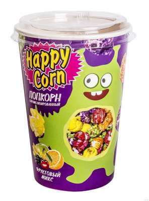 Попкорн Happy Corn вкус фруктовый микс стакан 85г (1х9)